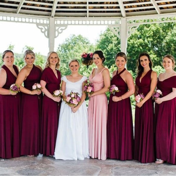 Burgundy Bridesmaid Dress Convertible Dresses Infinity Dress, ball gown, party dress, Coktail Dress, Prom Dress, Maroon Maternity Dress