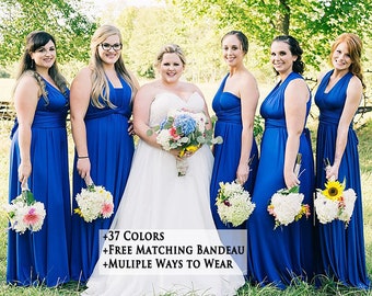 Royal Blue Bridesmaid dress, bridesmaid dress, Multiwrap dress convertible dress, maternity gown, multiway dress, party dress