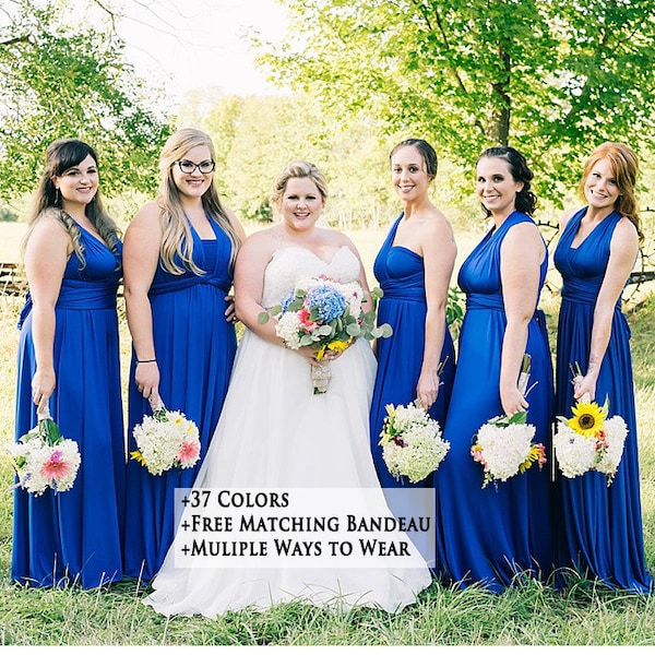 Royal Blue Bridesmaid dress, bridesmaid dress, Multiwrap dress convertible dress, maternity gown, multiway dress, party dress