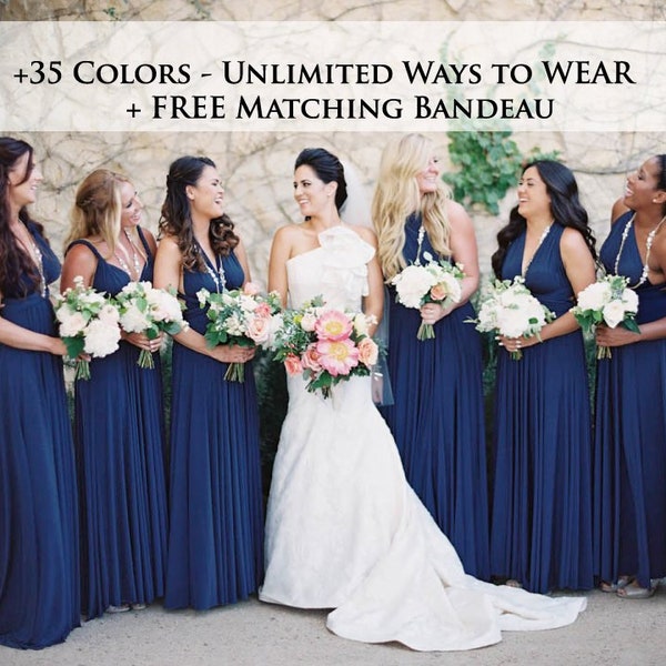 Midnight Blue infinity dress Multiway bridesmaid dress ball gown,Multi wrap dress convertible maxi dress, evening Dress