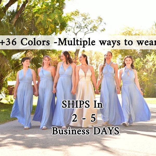 Baby Blue infinity bridesmaid dress, Sky Blue convertible dresses, party twist wrap dress, sleeveless dress, Evening Dress prom