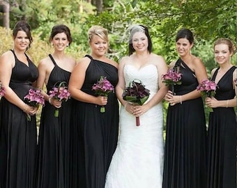 Black Bridesmaid dress, infinity dress, Convertible dress, prom dress, convertible maxi dress, evening dress