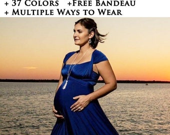 Maternity Dress for Photoshoot | Multiway maternity Wrap Dress Photo shoot | Maternity Gown available in +37  color|  muliple ways to Wear