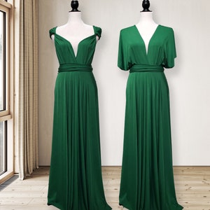 Emerald Green Bridesmaid dress, Emerald green Infinity Dress prom dress, convertible dresses Maternity Dress plus size & petite friendly image 3