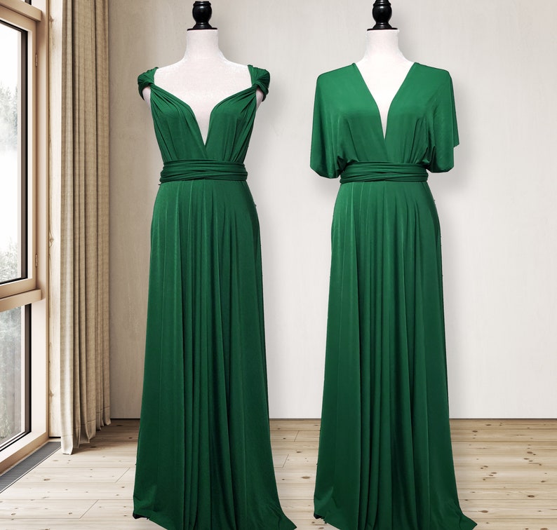 Emerald Green Bridesmaid dress, Emerald green Infinity Dress prom dress, convertible dresses Maternity Dress plus size & petite friendly image 3