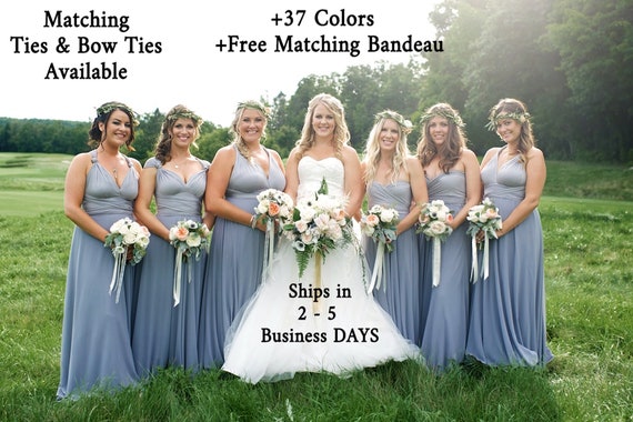 Steel Blue Bridesmaid Dress, Infinity Dress, Multiway Dress