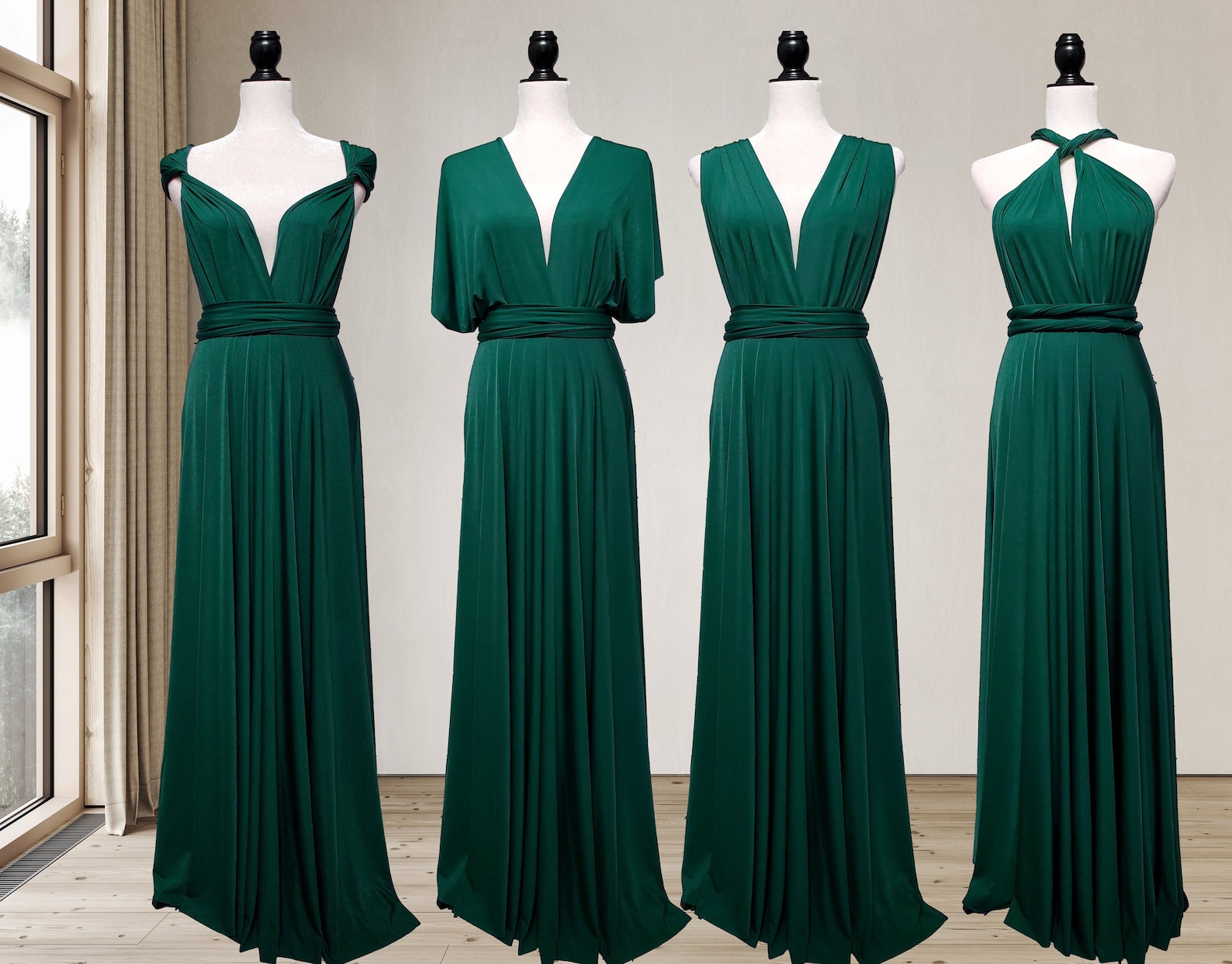 forest green bridesmaid robes