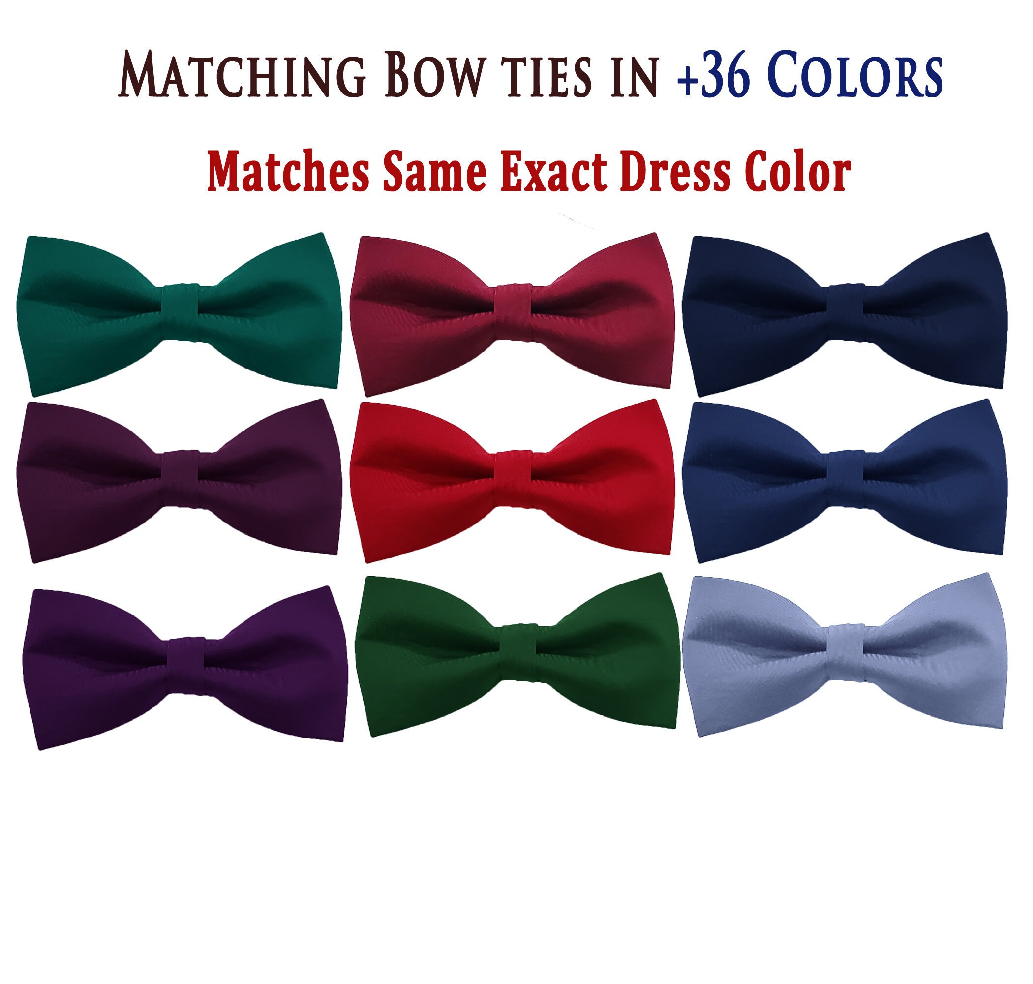Matching Bow ties 36 Colors Matches same Exact Dress Color Etsy