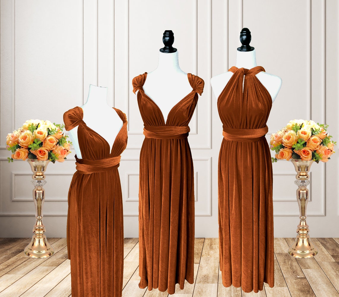 Velvet Dress Copper Velvet Bridesmaid Dress Velvet Infinity Etsy