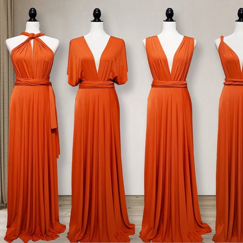 burnt orange maternity bridesmaid dress Dessy Collection Maternity Bridesmaid Dress M431