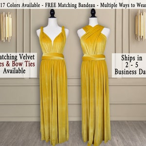 Mustard Velvet Dress Mustard Velvet Bridesmaid Dress Velvet Infinity Dress Velvet Convertible Dress Velvet Multiway Dress Plus size & Onesiz image 2