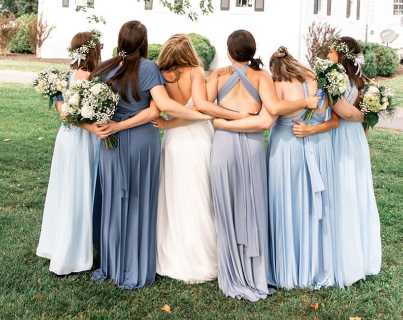 Dusty Blue Bridesmaid Dress infinity dress Periwinkle convertible Infinity Dress Dusty Blue Prom Dresses Maternity Dress Plus Size & Regular image 4
