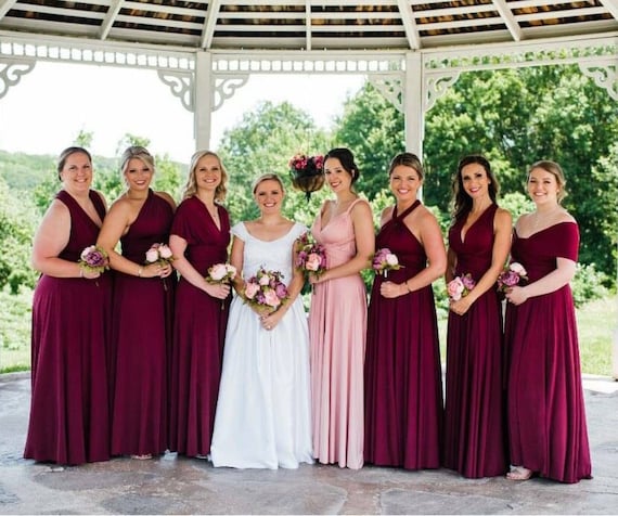 maroon bridesmaid dresses