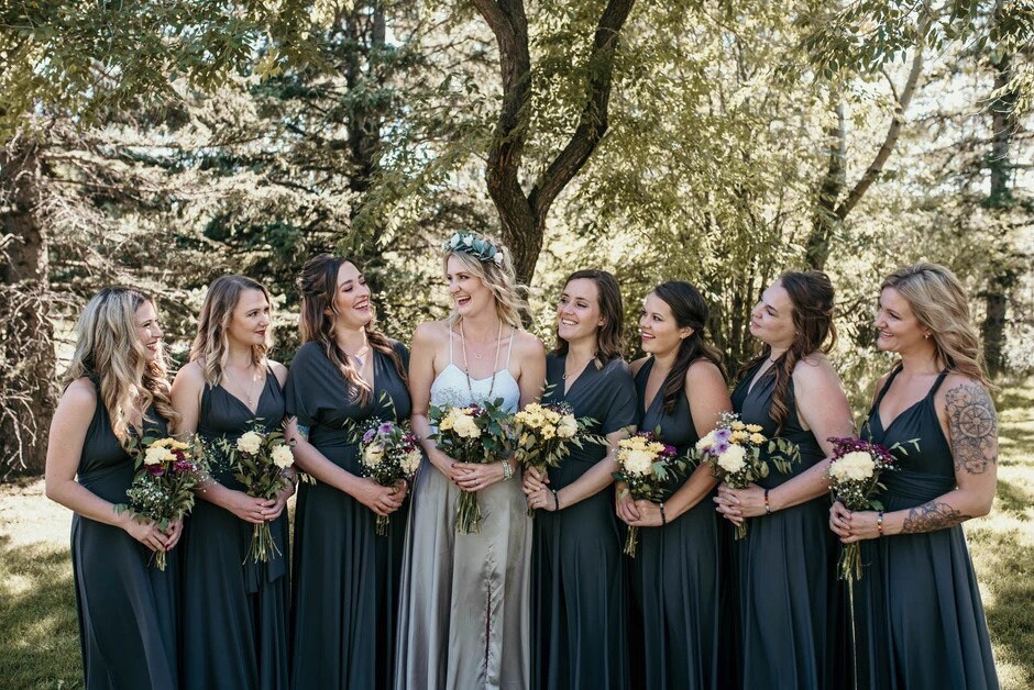 charcoal grey bridesmaid dresses Cap Sleeves Dark Grey Long Chiffon Bridesmaid Dresses with Open Back main image 0
