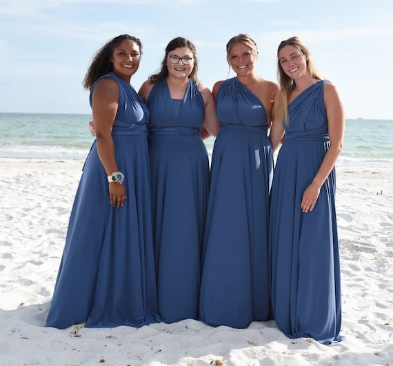 steel blue bridesmaid dresses