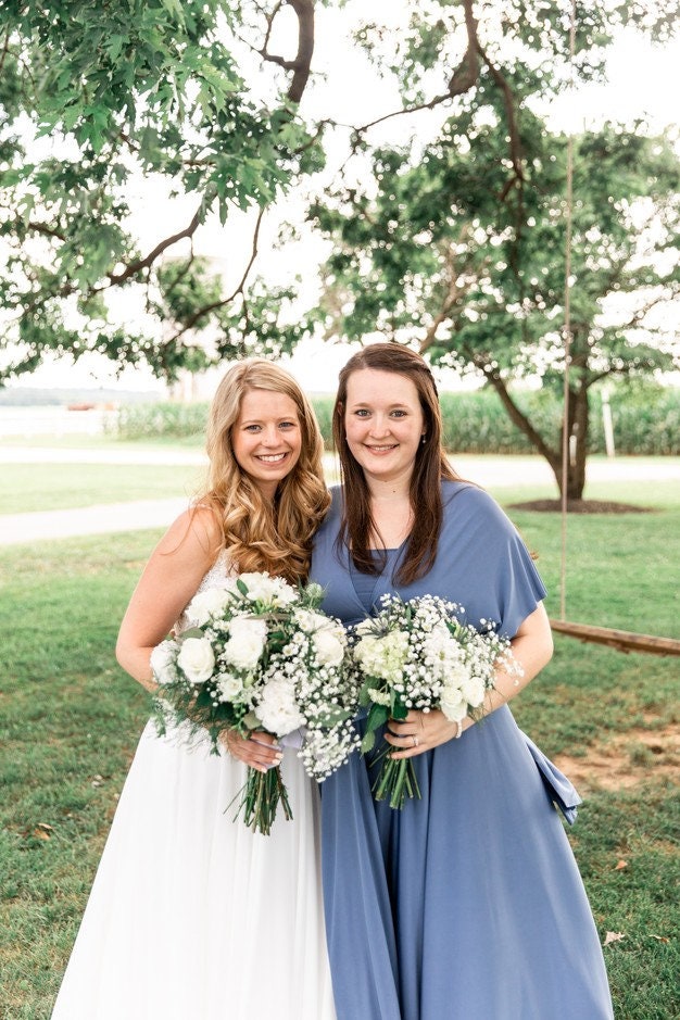 steel blue bridesmaid dresses with sleeves Long Chiffon Bridesmaid Dresses V Neck Lace Beaded main image 0