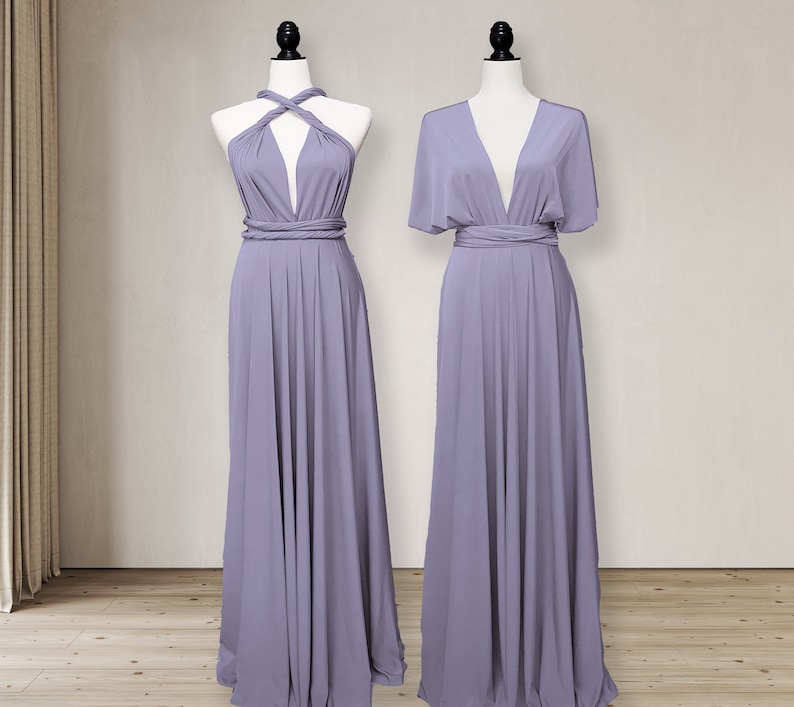 V-Neck Multi Wear Convertible Bridesmaid Dresses Lilac