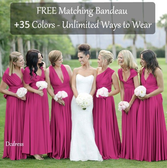 magenta color bridesmaid dresses