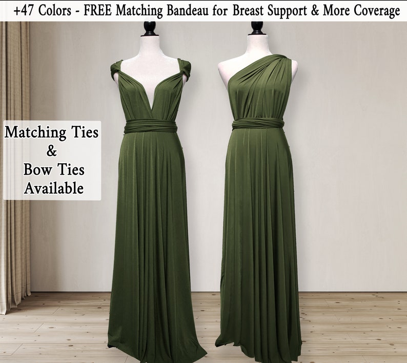 Dark Olive green Bridesmaid Dress infinity dress Convertible Dress Wrap dress Prom Dress Maternity Dress plus size & petite friendly image 2