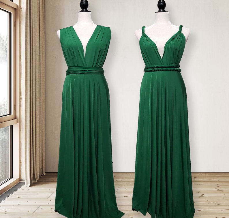 Emerald Green Bridesmaid dress, Emerald green Infinity Dress prom dress, convertible dresses Maternity Dress plus size & petite friendly image 4