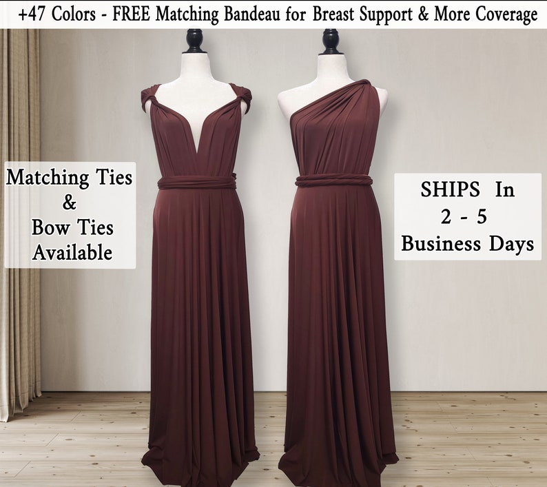 Chocolate Brown Bridesmaid dress, infinity dress, convertible dress, prom dress, multiway dress, party dress, convertible dress image 2