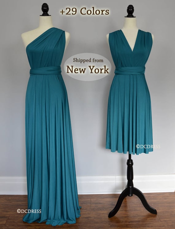 Teal green Wrap dress convertible bridesmaid dresses infinity | Etsy