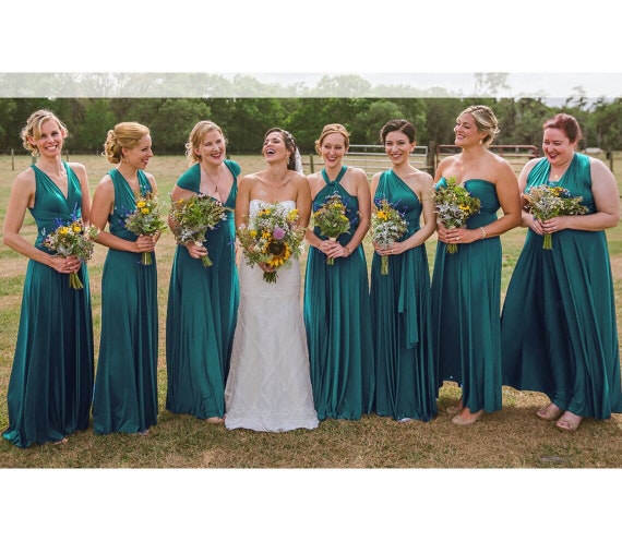 Teal Green Wrap Dress Convertible Bridesmaid Dresses, Infinity