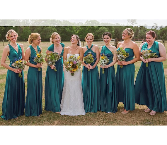 Teal Green Wrap Dress Convertible Bridesmaid Dresses, Infinity