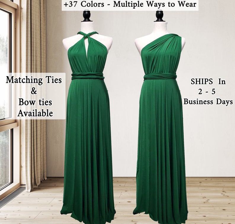 Emerald Green Bridesmaid dress, Emerald green Infinity Dress prom dress, convertible dresses Maternity Dress plus size & petite friendly image 2