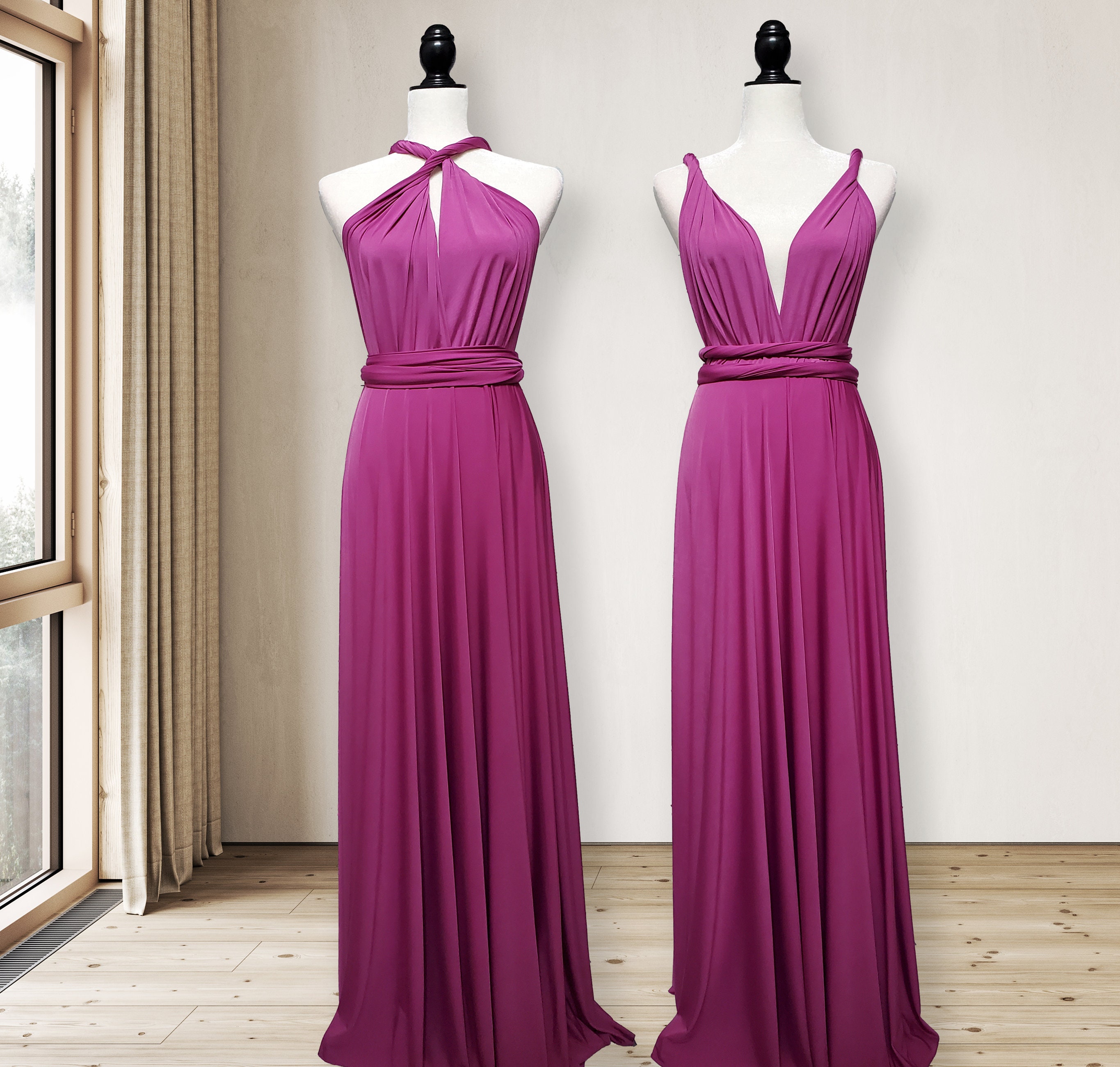 deep magenta bridesmaid dresses Dress Infinity Dress Convertible Dress, Multi wrap Dress, Prom Dress, Spring Dress Summer Dress Maternity Dress Simplicity 6783 Hidden back zipper/clasp Matte Satin Scarf | Color:Silver/Lemon/Blue