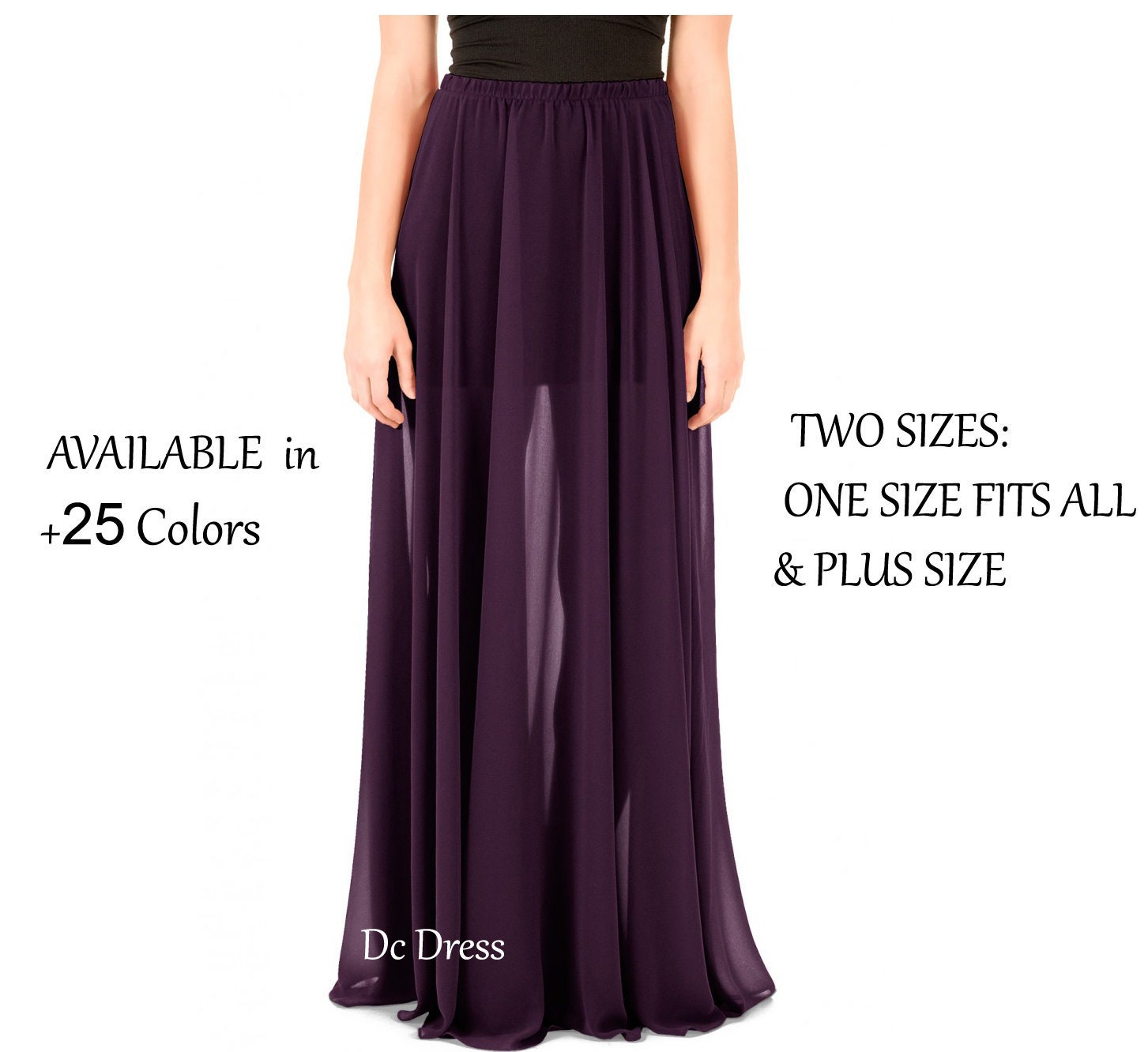 plus size chiffon maxi skirt