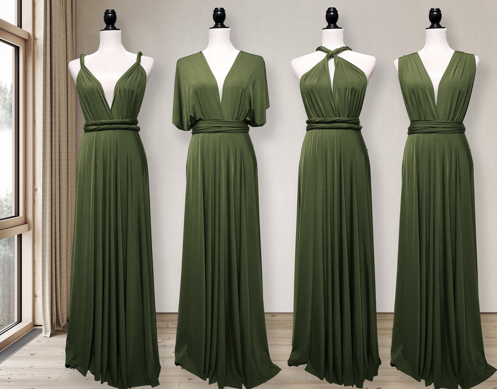 Dark Olive Green Bridesmaid Dress Infinity Dress Convertible Etsy