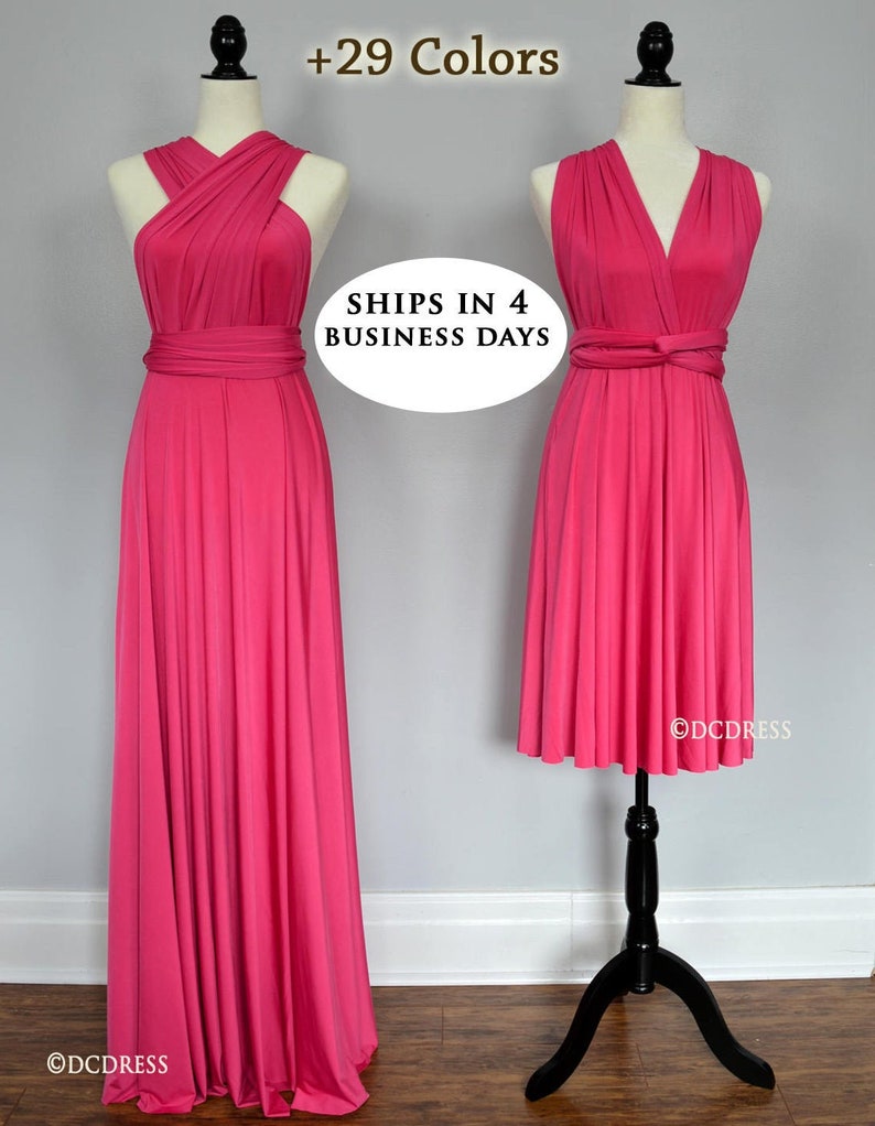 Fuchsia party dresses, hot pink convertible bridesmaid dresses formal dress, infinity convertible dress Maternity Dress plus size & petite 