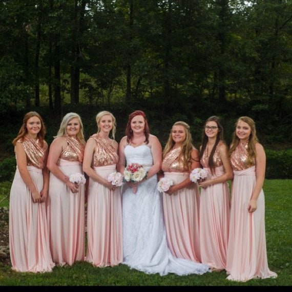 dusty rose and gold bridesmaid dresses