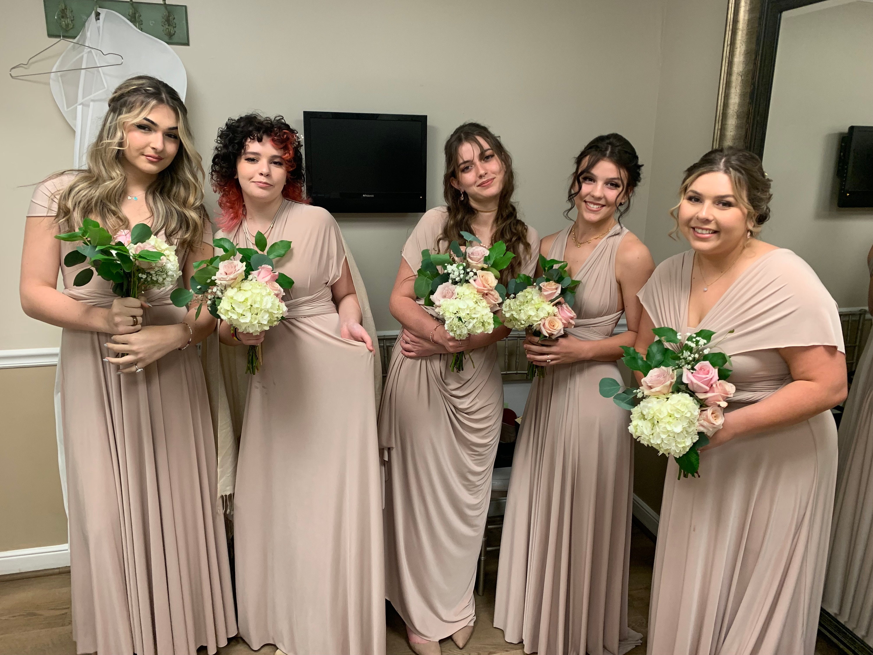 Beige infinity dress, Champagne Bridesmaid dress, prom dress, twist dress, Convertible dresses, cocktail dresses, Toga dress cream
