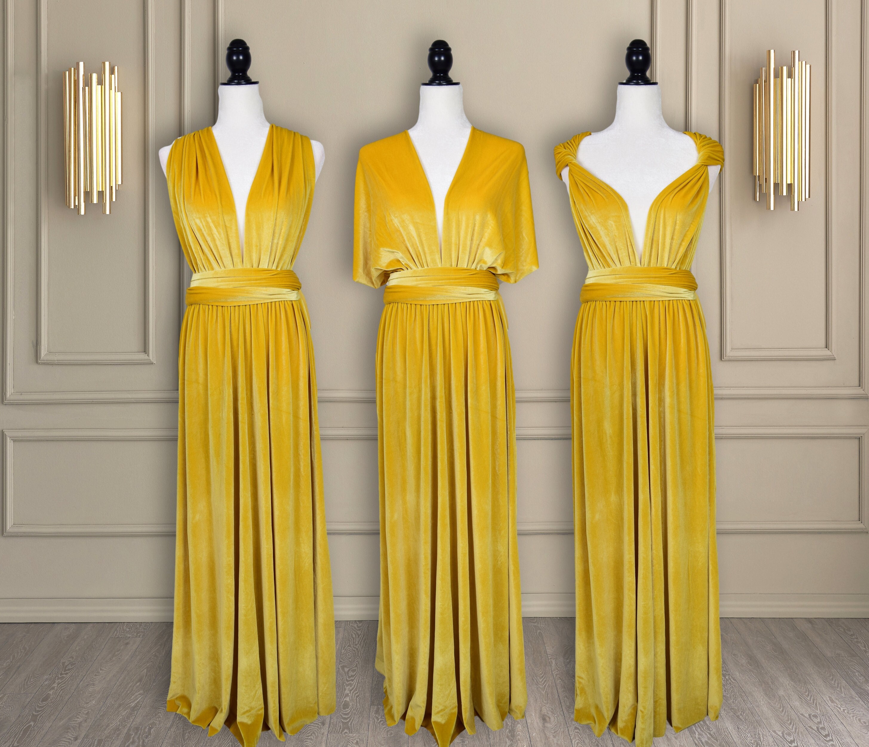 Mustard Velvet Bridesmaid Dress Velvet ...