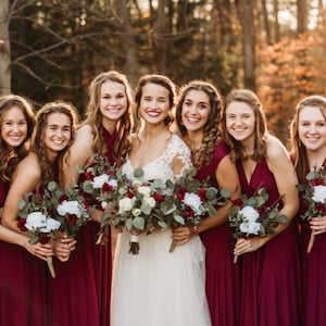 Burgundy Bridesmaid Dress Convertible Dresses Infinity Dress - Etsy