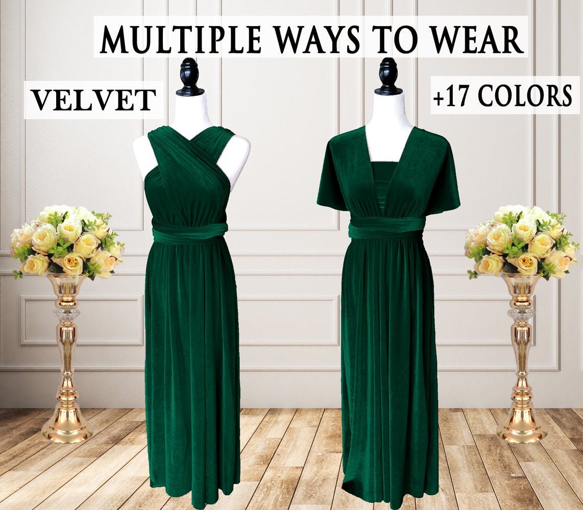 dark green velvet bridesmaid dress