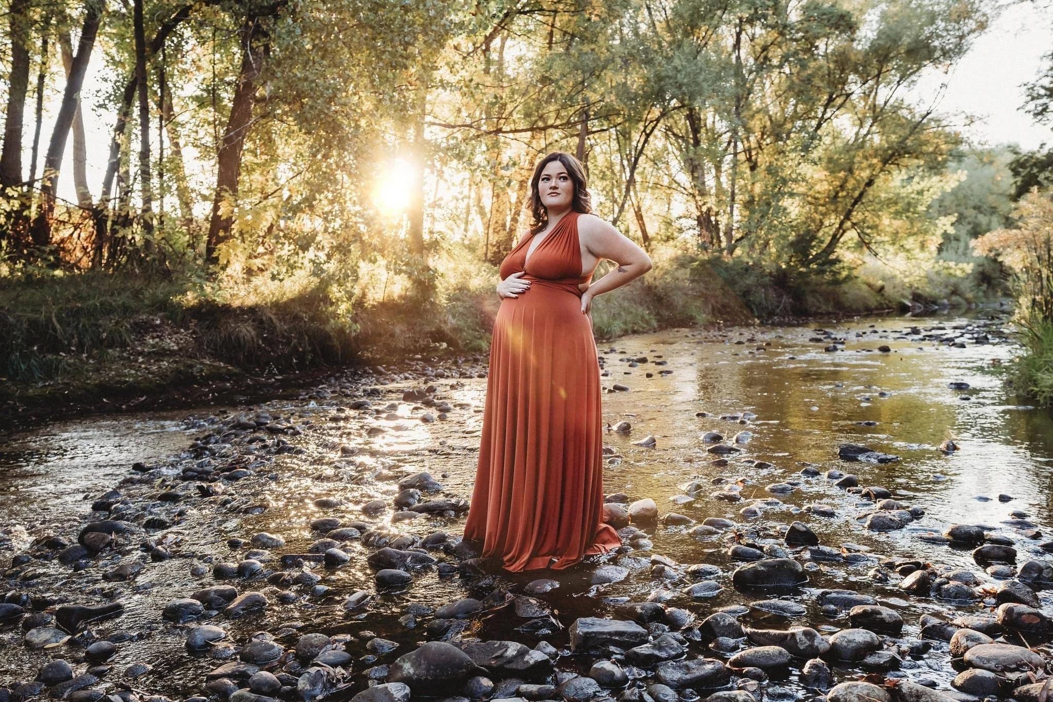 burnt orange maternity bridesmaid dress Azazie A-Line/Princess V-Neck Floor-Length Chiffon Maternity Bridesmaid Dresses