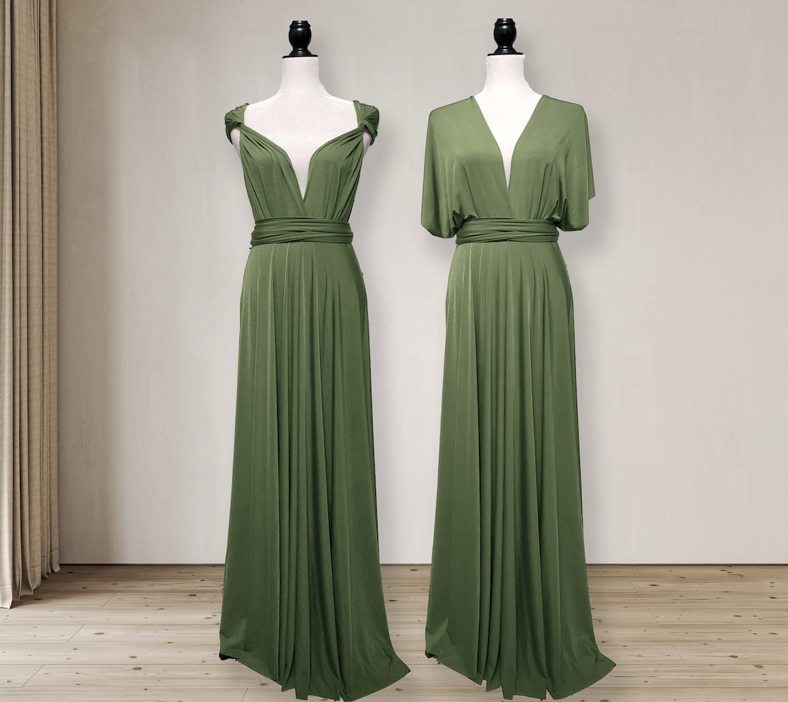 Light Olive Green Bridesmaid Dress infinity dress Convertible Etsy