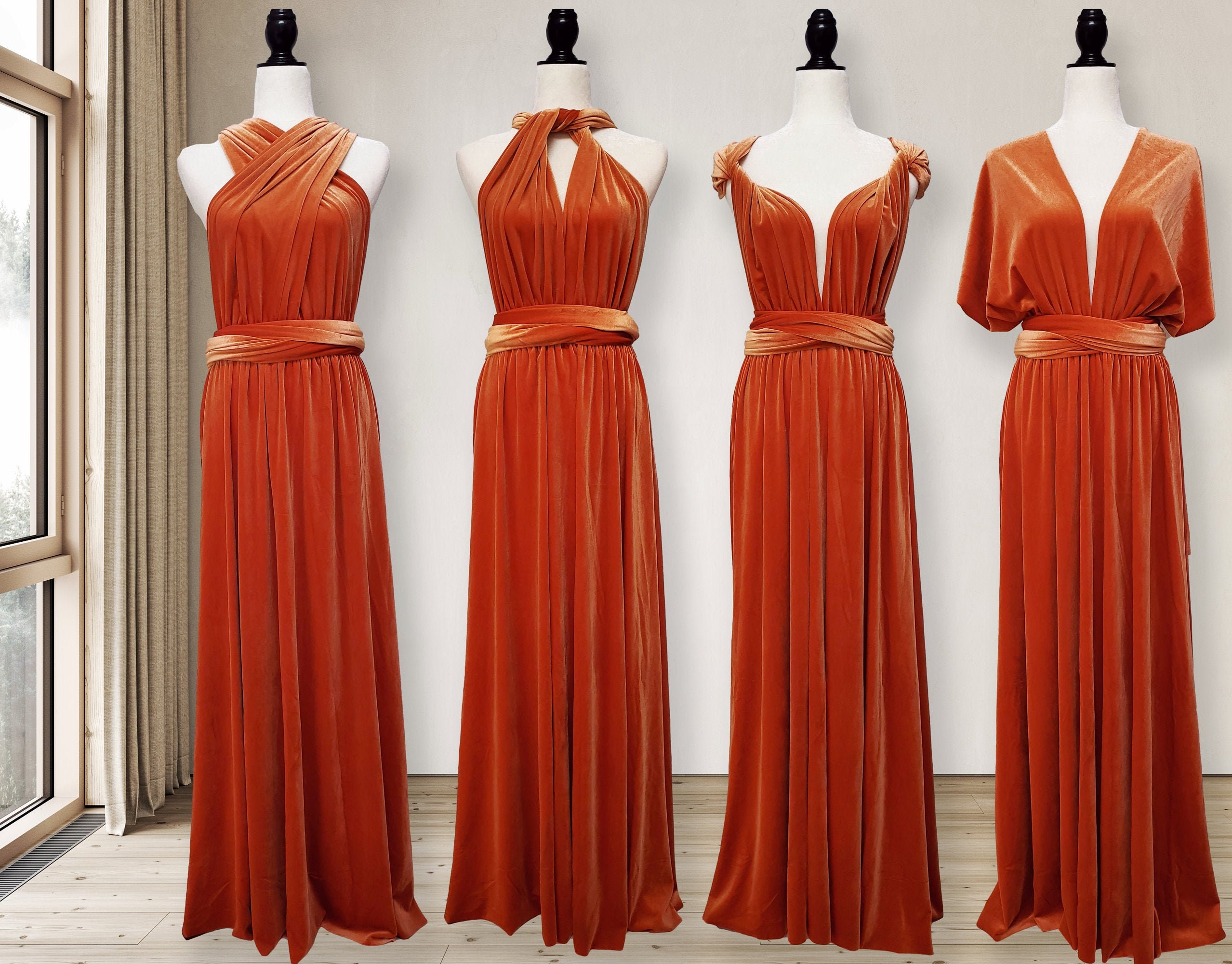 Velvet Dress BURNT ORANGE Velvet Bridesmaid Dress Velvet Etsy