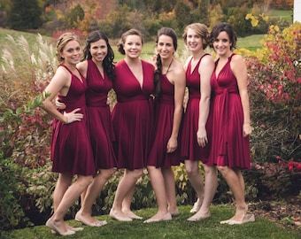 Burgundy wine Bridesmaid Dress, infinity dress, maternity gown, Evening Dress, halter dress, convertible dress, Multiwrap dress