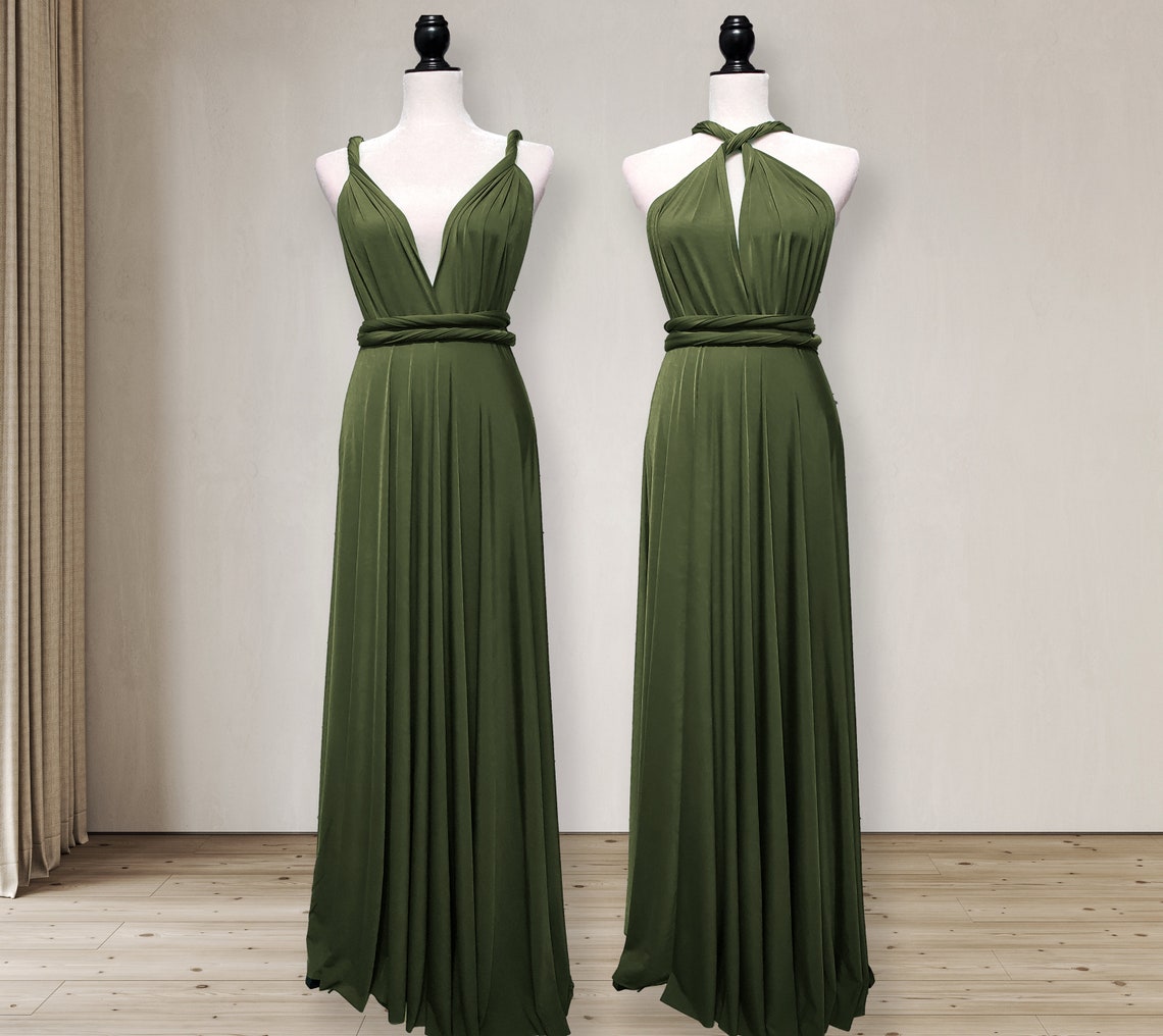 Dark Olive Green Bridesmaid Dress Infinity Dress Convertible Etsy