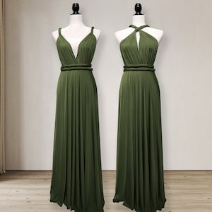 Dark Olive green Bridesmaid Dress infinity dress Convertible Dress Wrap dress Prom Dress Maternity Dress plus size & petite friendly image 4