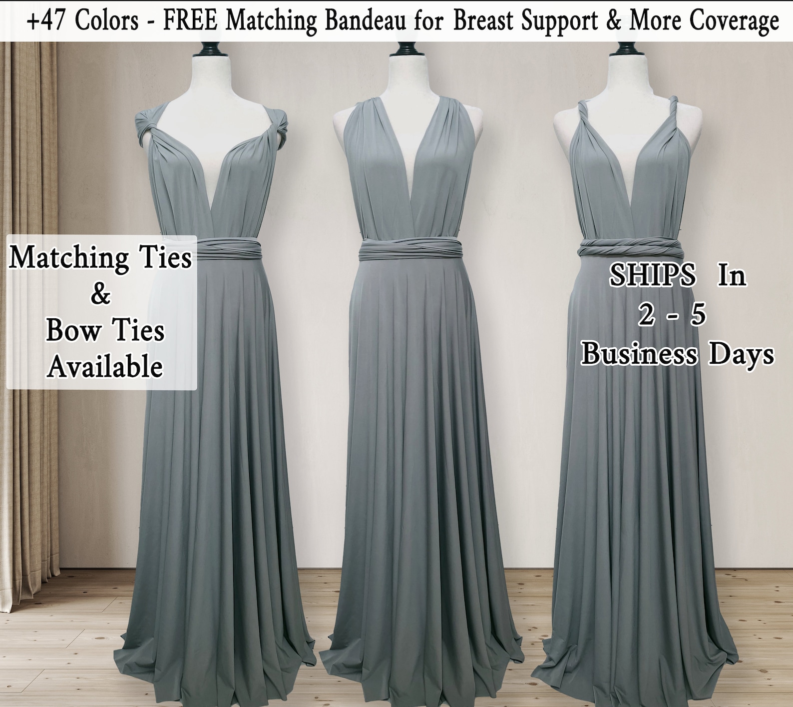Silver Grey Bridesmaid Dress Light Grey Infinity Dress Etsy