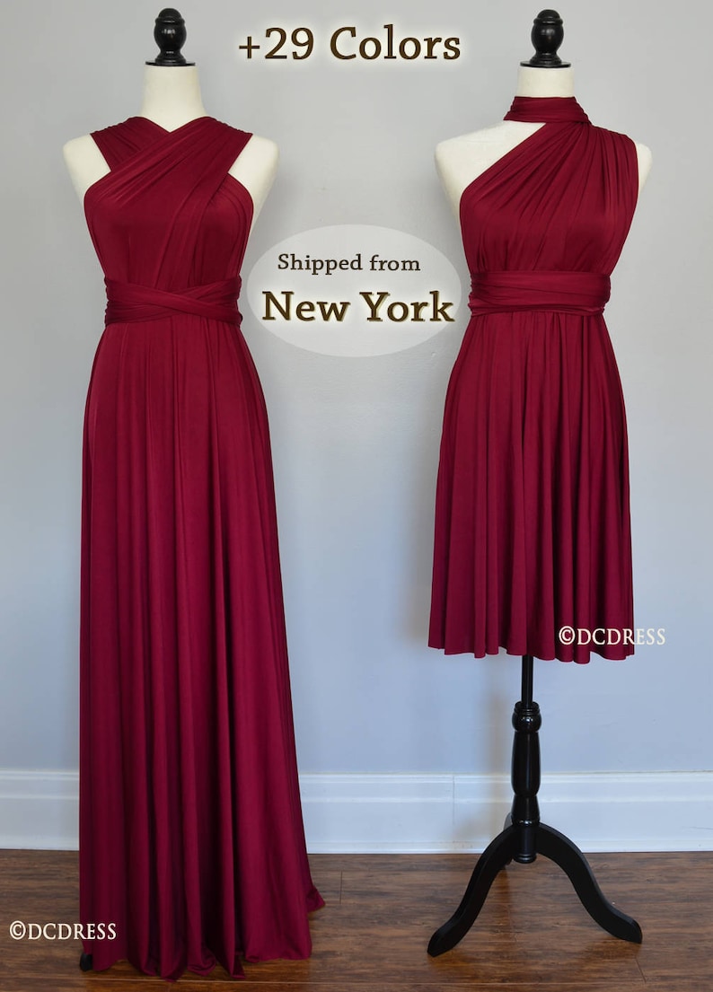 Burgundy wine Bridesmaid Dress, infinity dress, maternity gown, Evening Dress, halter dress, convertible dress, Multiwrap dress image 5