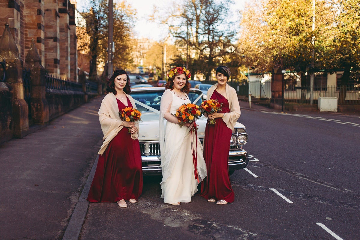 etsy burgandy bridesmaid dresses Burgundy Chiffon Bridesmaid Dress, Long Greek Style Wedding Party Gown with Draped Bodice