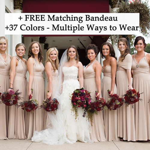 Beige Infinity Dress, Champagne Bridesmaid Dress, Prom Dress, Twist Dress,  Convertible Dresses, Cocktail Dresses, Toga Dress Cream