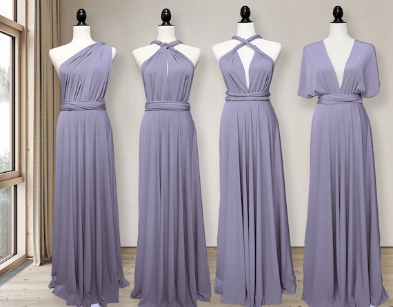 Lilac Grey Bridesmaid Dress Convertible Wrap Dress Lilac Grey | Etsy