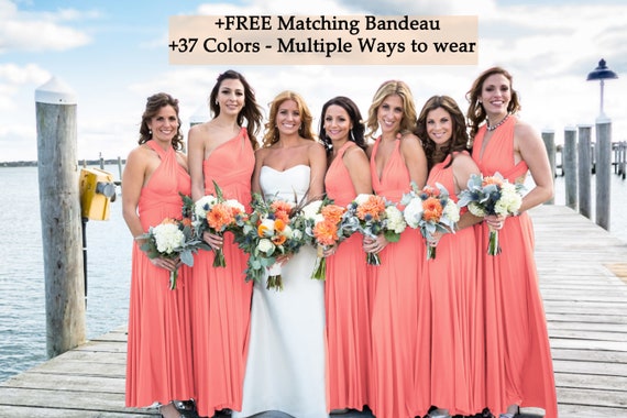 Peach Coral Bridesmaid dress infinity 